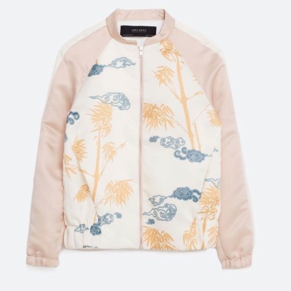 Zara Silk Printed Bomber Jacket - Picture 5 of 10